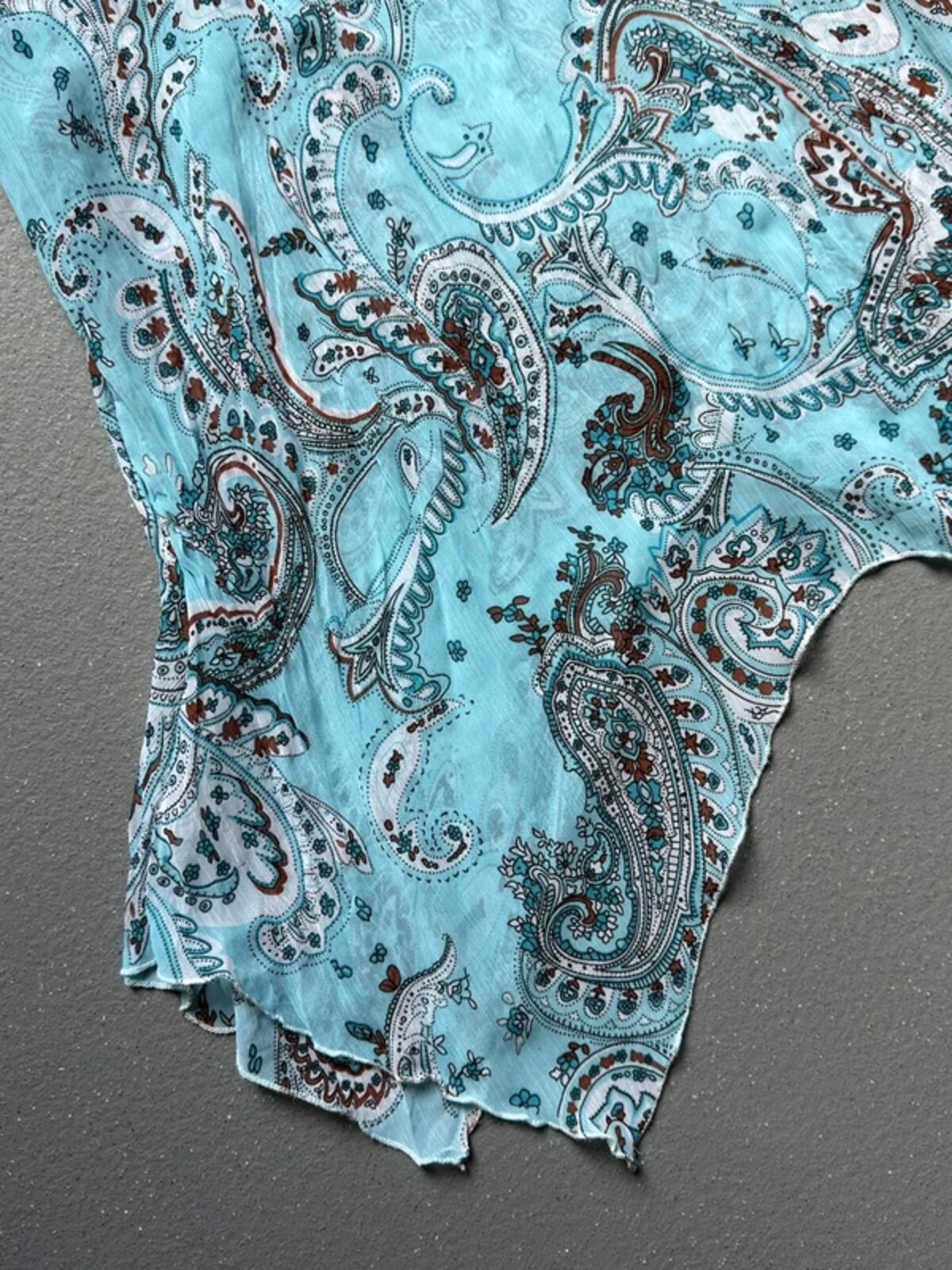 Y2K Sequin Sheer Asymmetrical Blouse Large 14