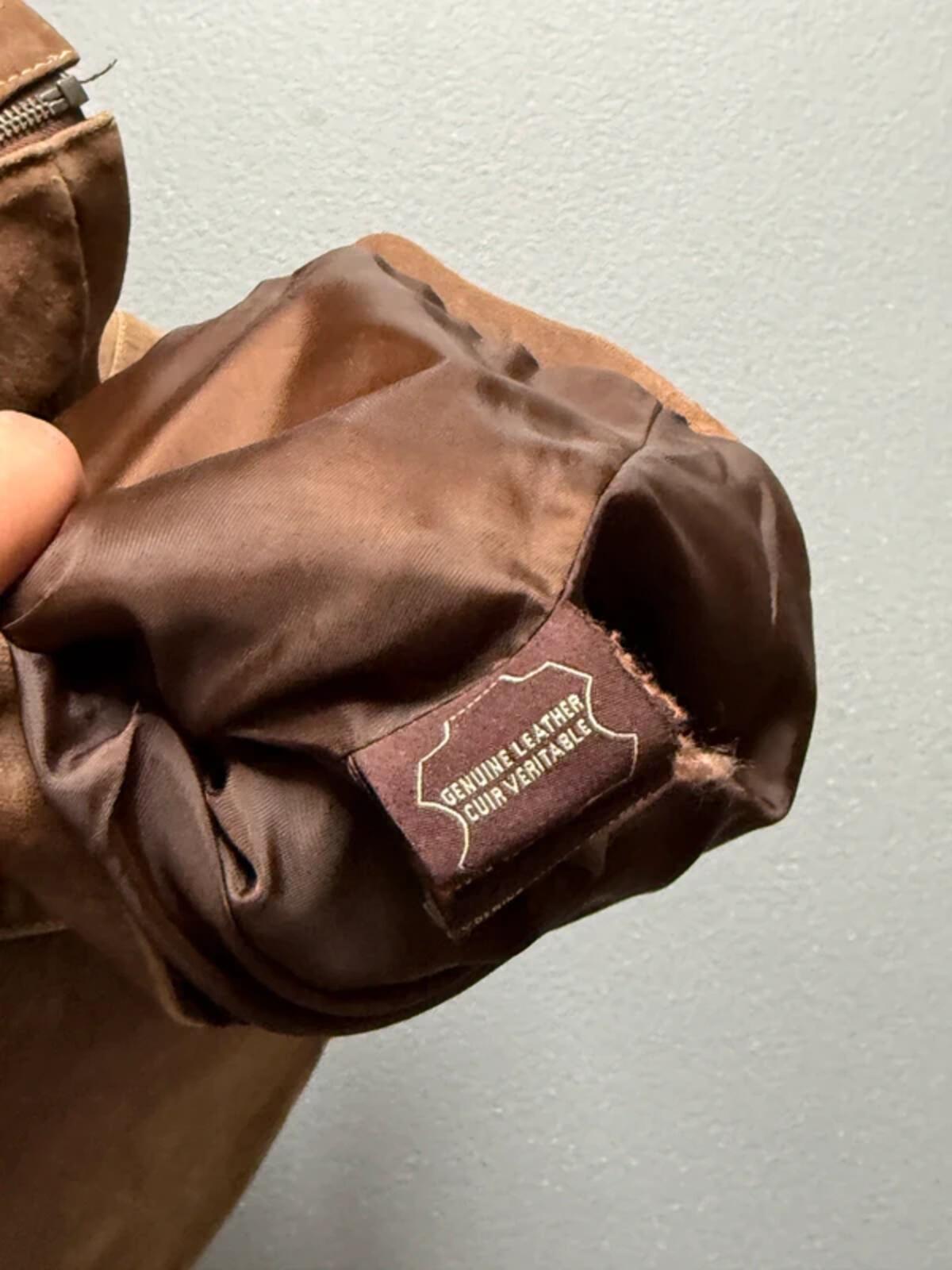 1980s Brown Suede Utility Bomber Jacket Medium Ladies
