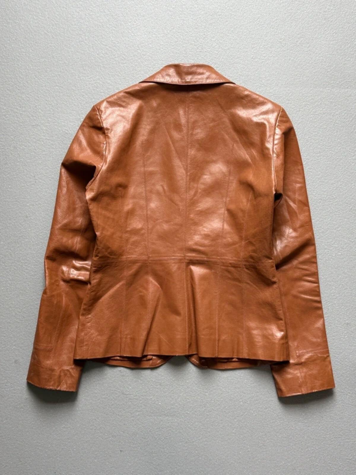 Vintage Brown Leather Blazer Jacket Large Y2K