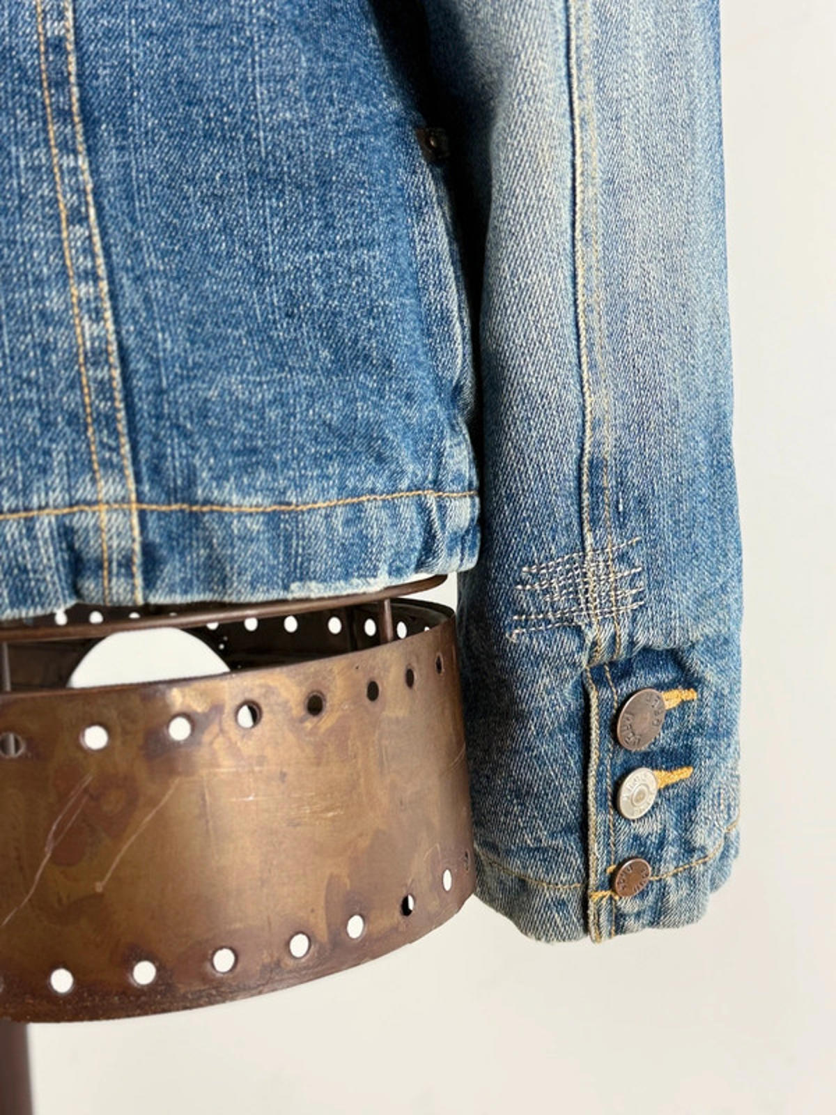 Y2K Denim Blazer Jacket Large Leopard Print