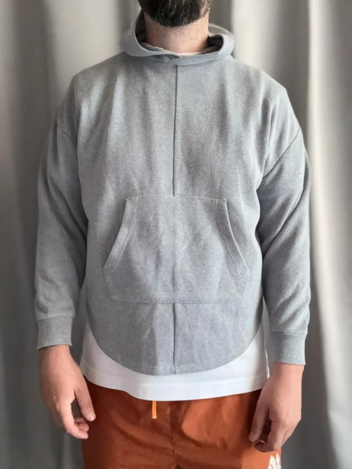 Super Boxy Grey Cotton Ribbed Hoodie Size 14