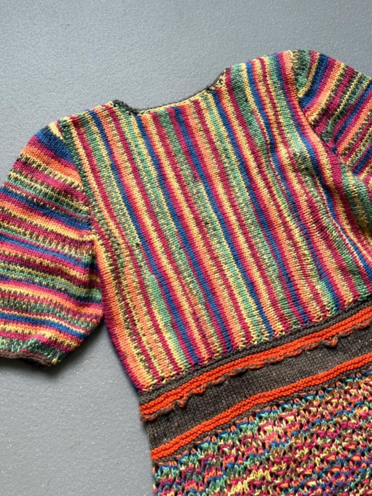 Vintage Rainbow Hand Knit Crochet Dress Small / Medium