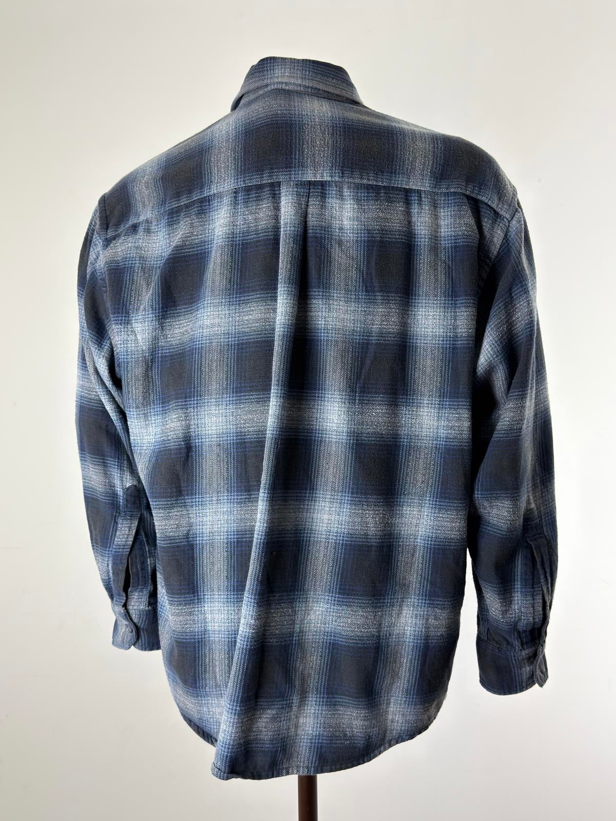 St Michael M&S Flannel Shirt Large Blue Mens 90s Vintage Overshirt