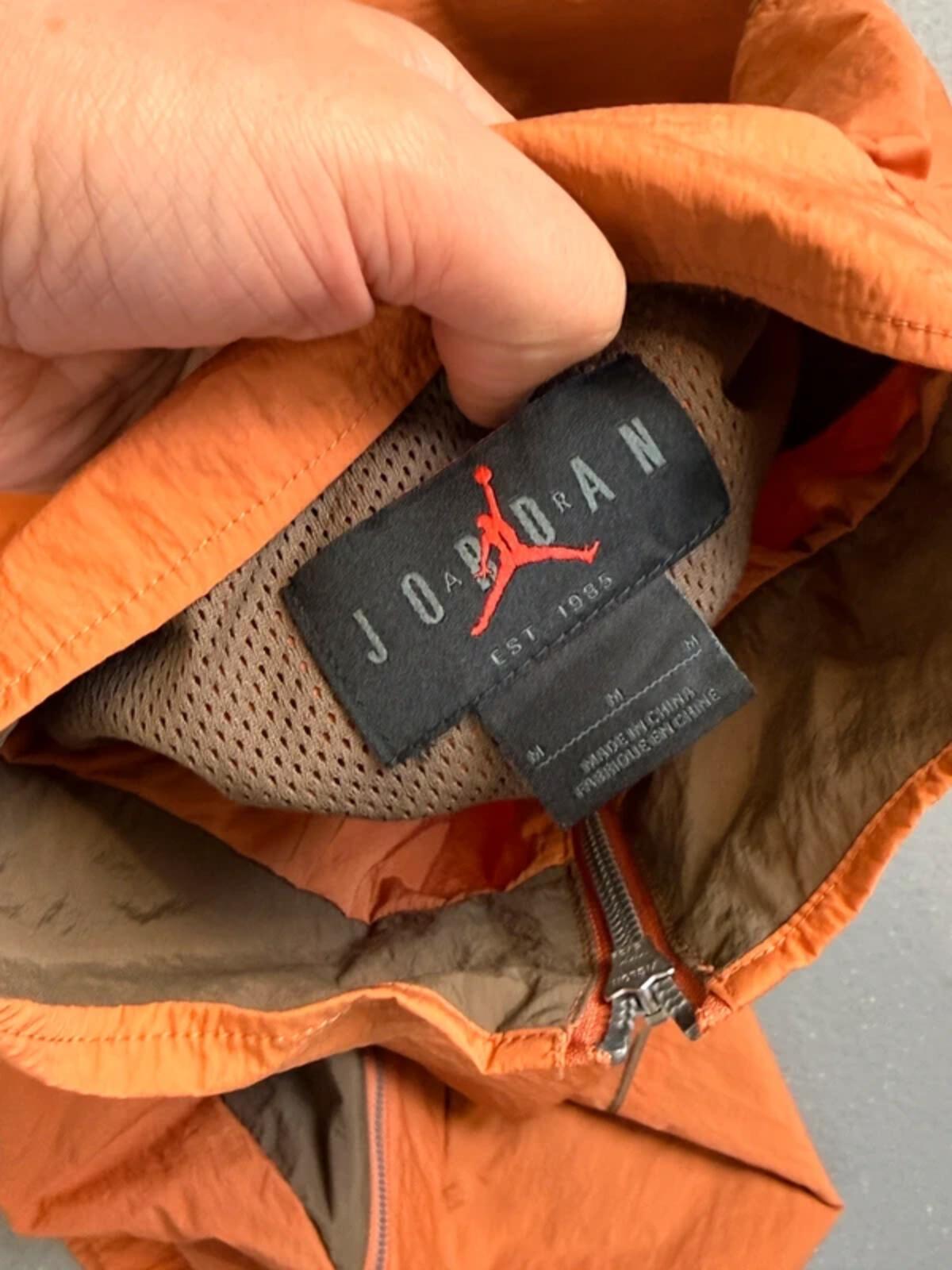 Jordan Orange Nylon Zip Jacket Windbreaker Large