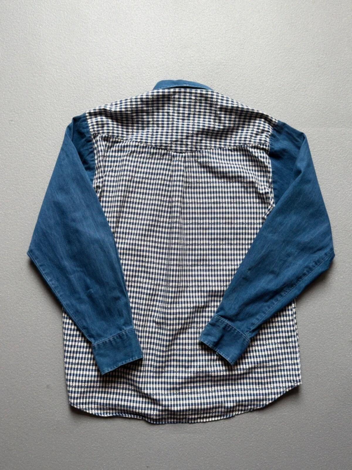 Vintage Check Cowboy Shirt Large Blue Mens