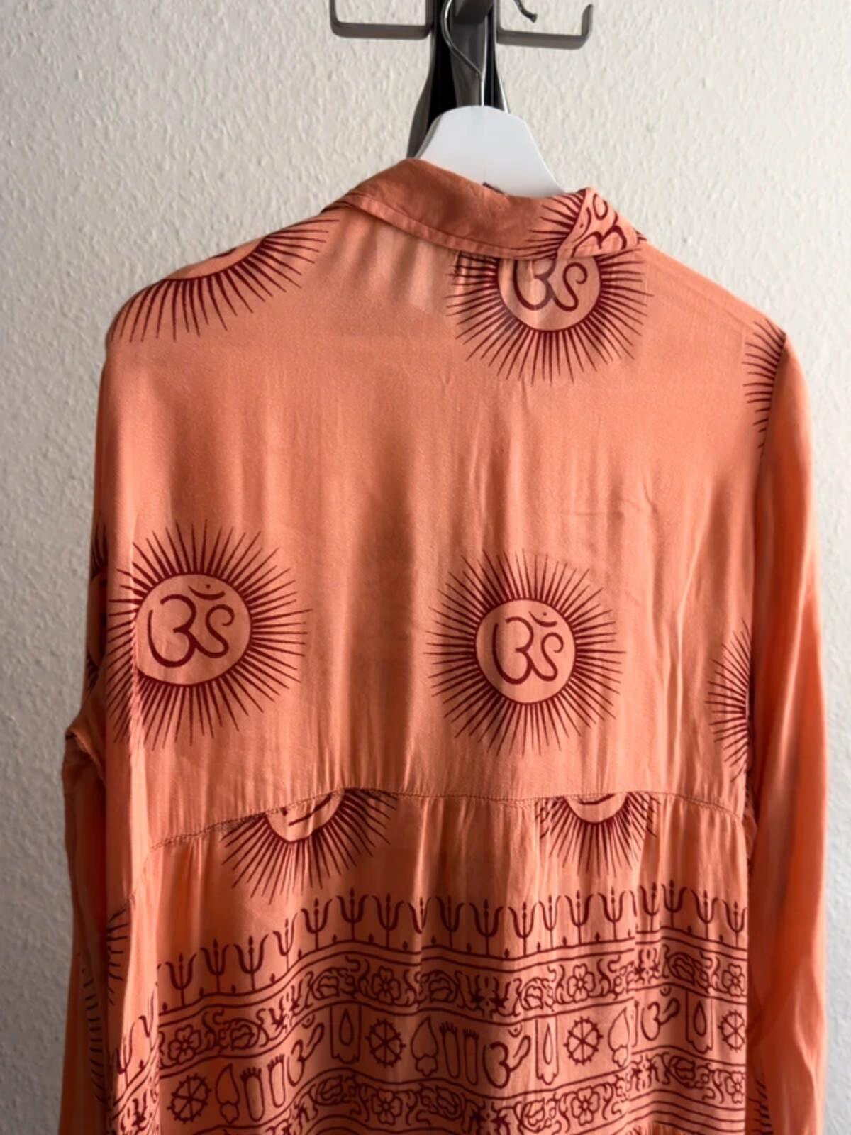 Boho Buddhism Long Sleeve Shirt Dress Large