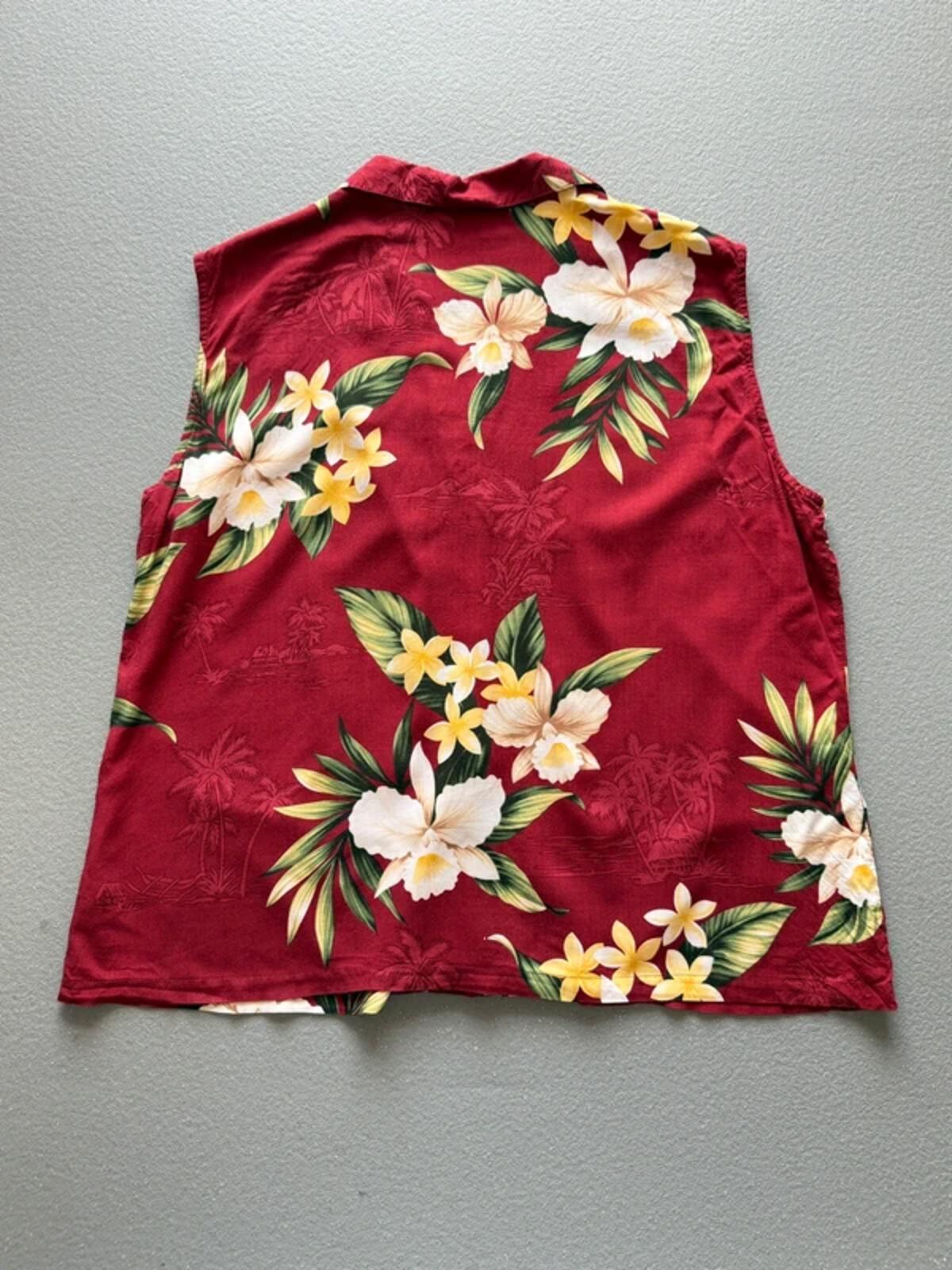 Ladies Vintage Hawaii Floral Sleeveless Shirt XL