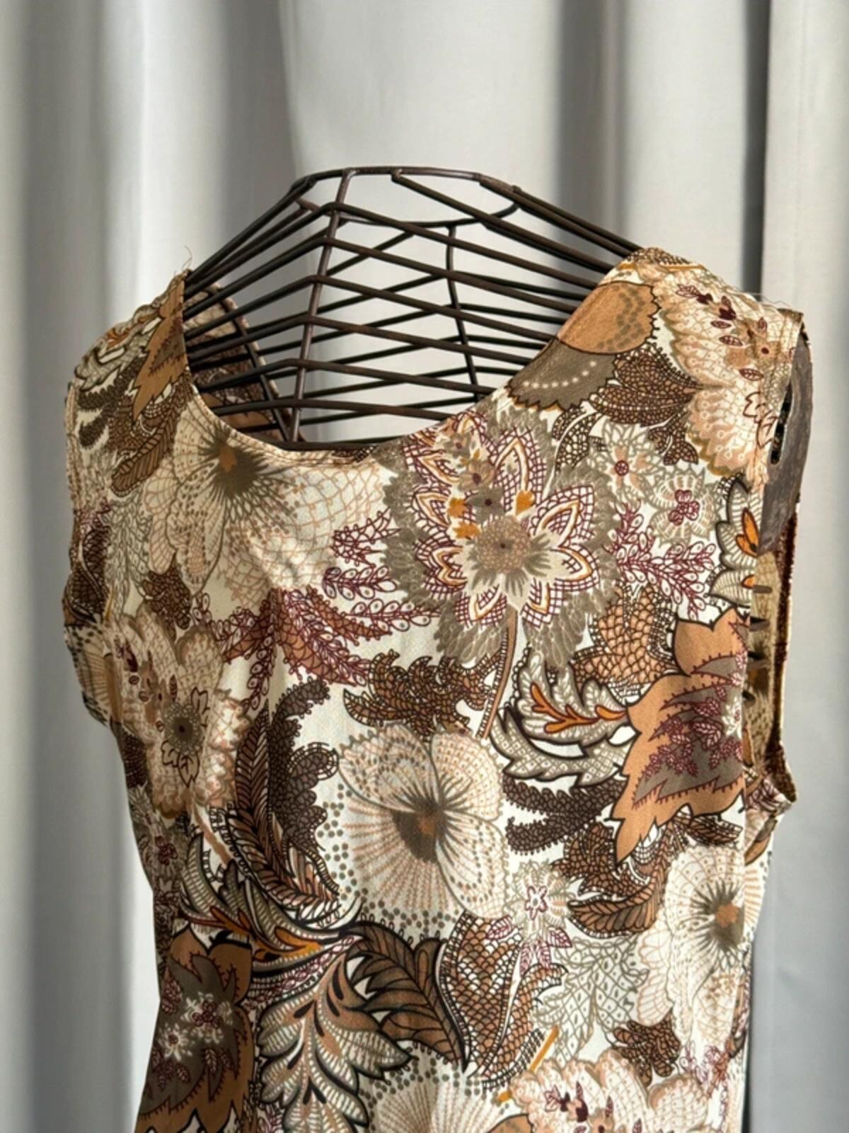 Y2K Boho Botanical Print Vest Top Large