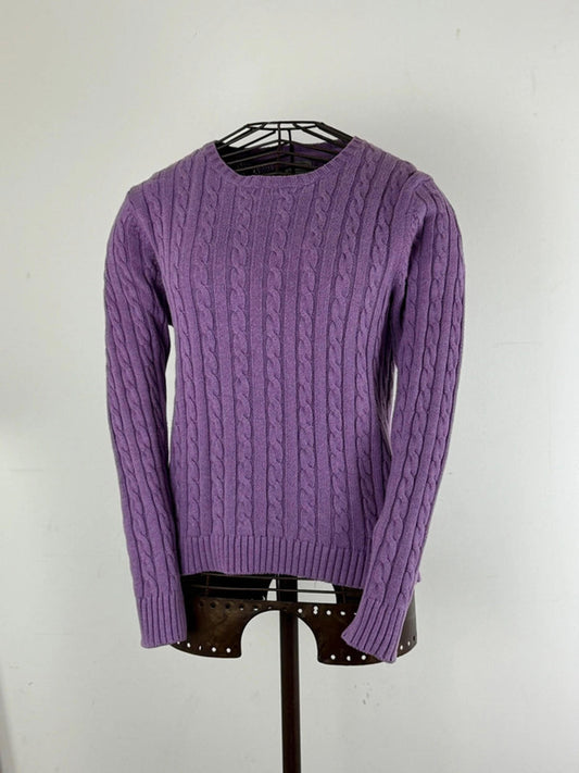 Lilac Purple LL Bean Cable Knit Jumper Medium