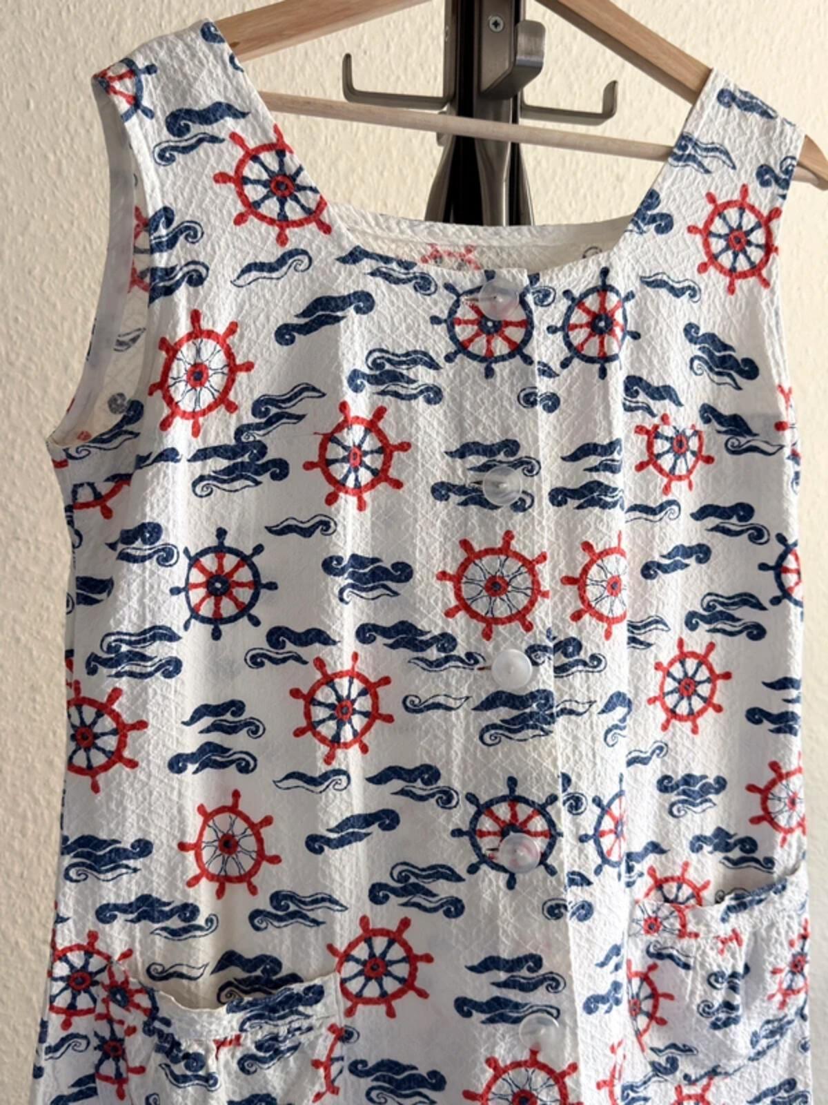 Vintage Nautical Sea Print House Dress Large