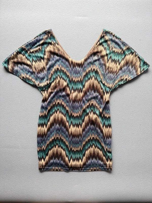 Traffic People Metallic Zigzag Mini Dress – Women’s Large