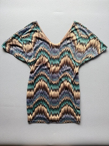 Traffic People Metallic Zigzag Mini Dress – Women’s Large