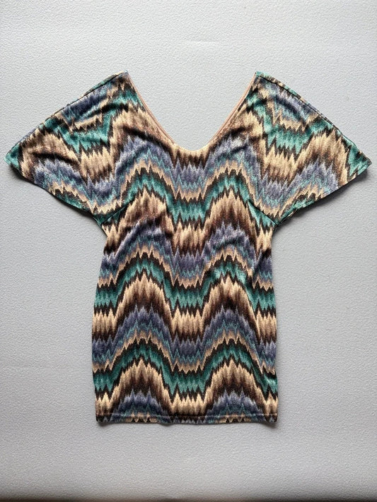 Traffic People Metallic Zigzag Mini Dress – Women’s Large