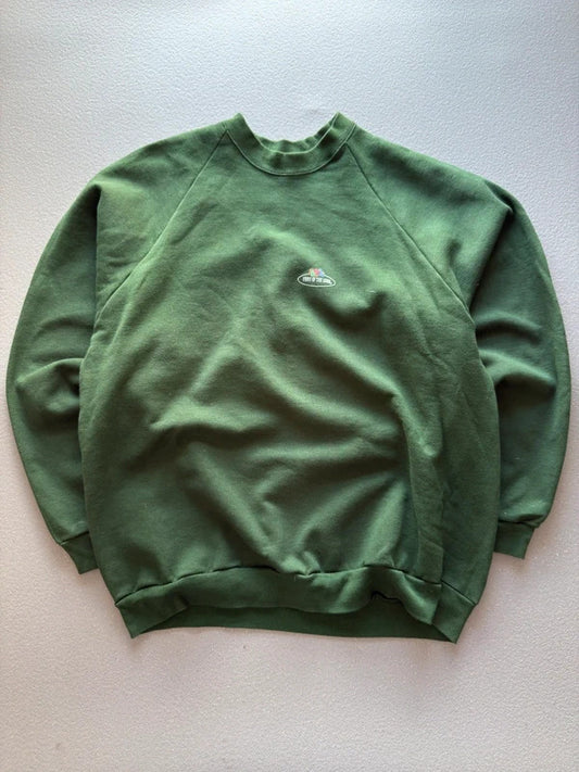 Vintage 1990s Fruit of the Loom Sweatshirt – Made in Ireland – Forest Green – Size 2XL