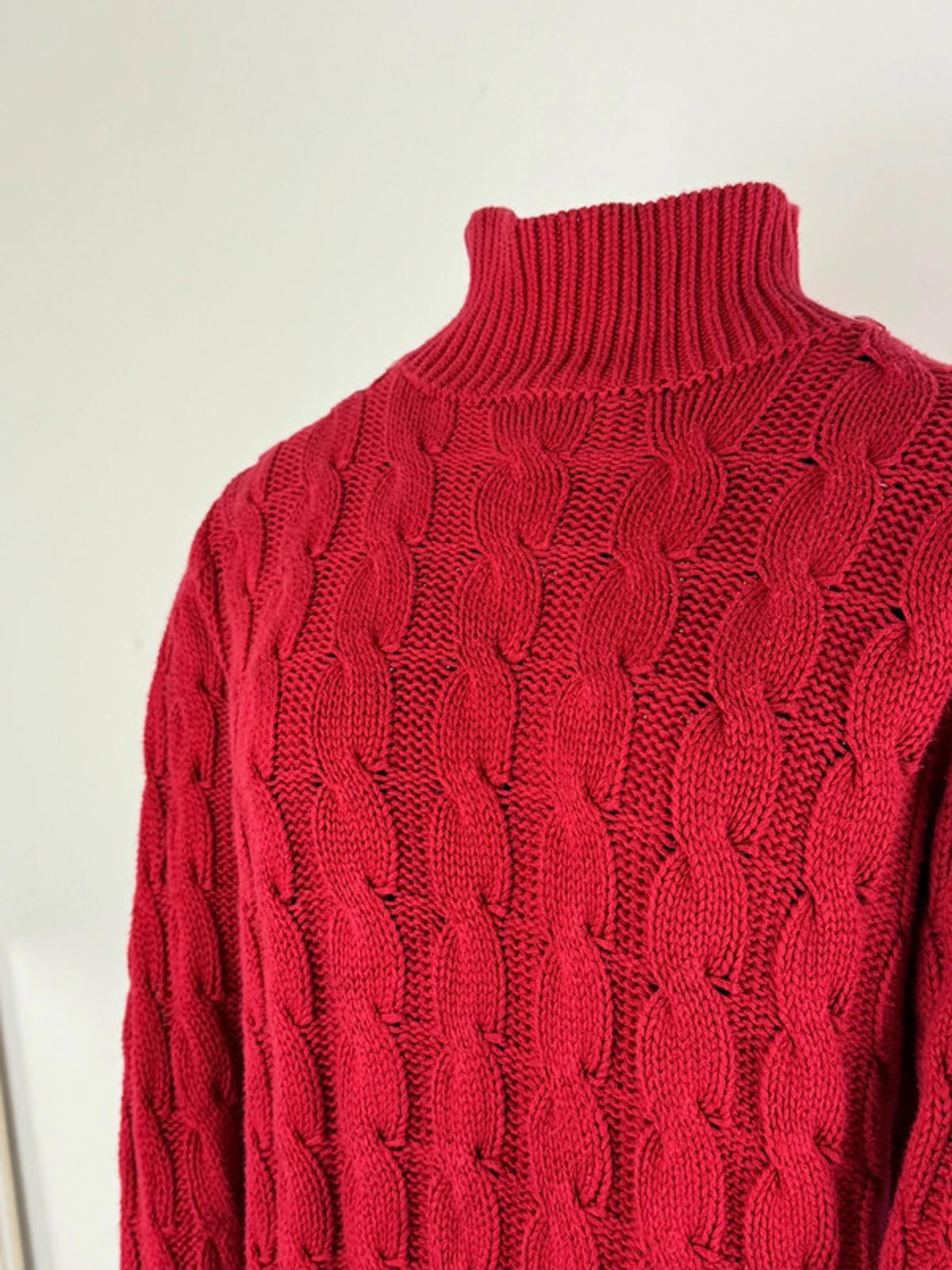 LL Bean Cable Knit Roll Neck Jumper Medium