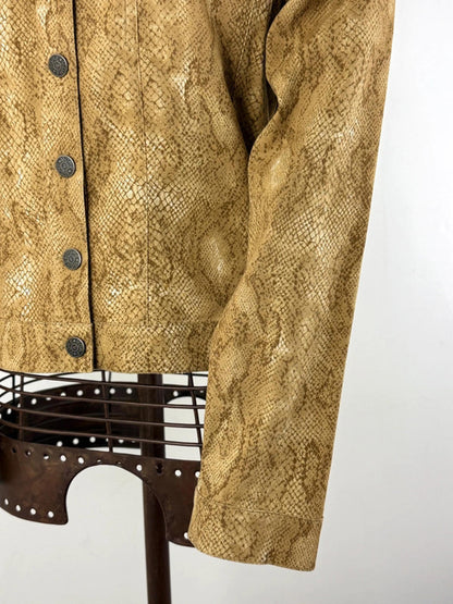 Snakeskin Print Cotton Trucker Jacket Size 12