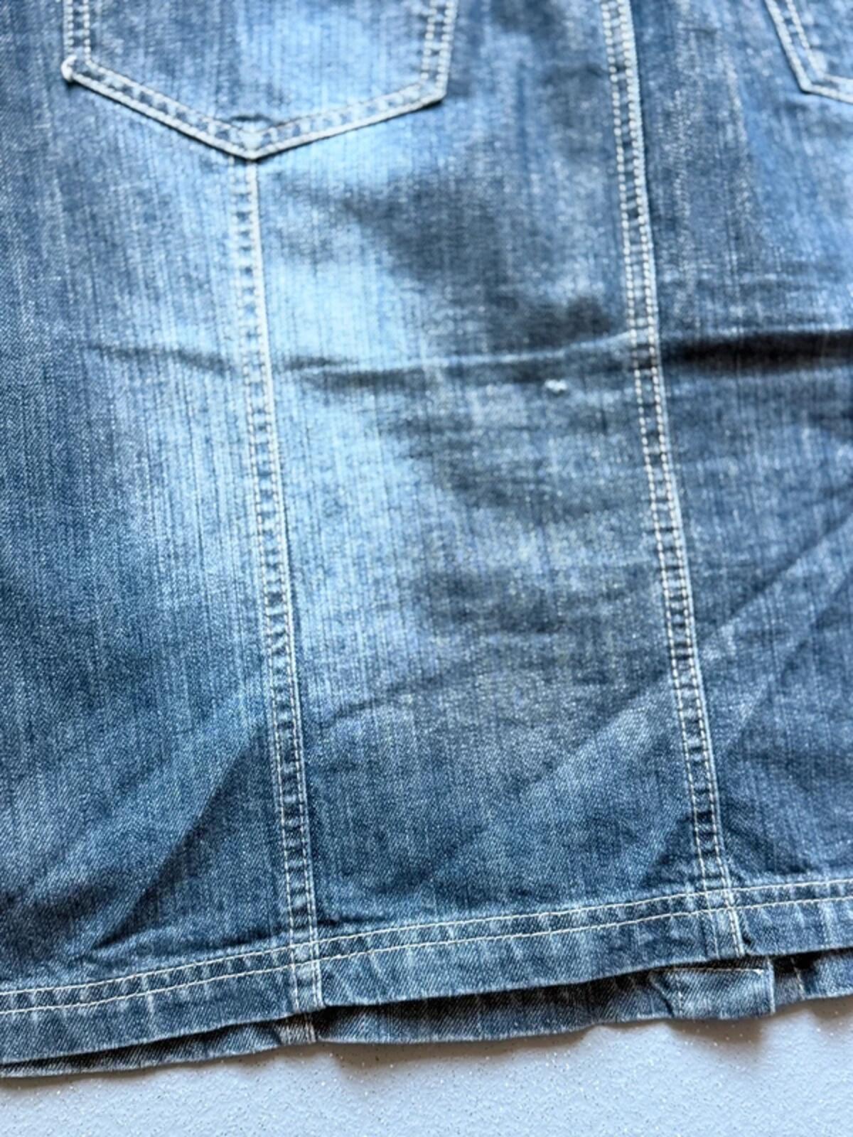 Y2K Share Tribal Embroidered Front Button Denim Skirt Size 16