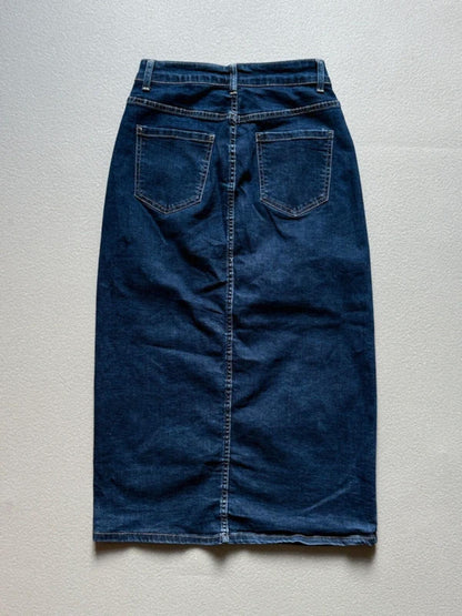 Y2K Denim Maxi Skirt Front Button Size 8
