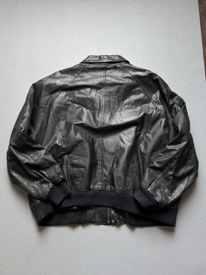 Vintage 80s Leather Bomber Jacket XXL