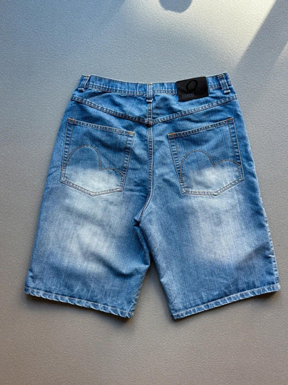Y2K Baggy Denim Faded Shorts Qruel 36