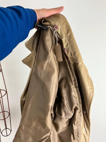 Y2K Beige Leather Jacket Size 12
