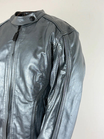 Frank Thomas Silver Cropped Motorcycle Jacket Size 16