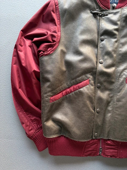 Y2K Armani Jeans Leather & Nylon Bomber Jacket Men’s XL