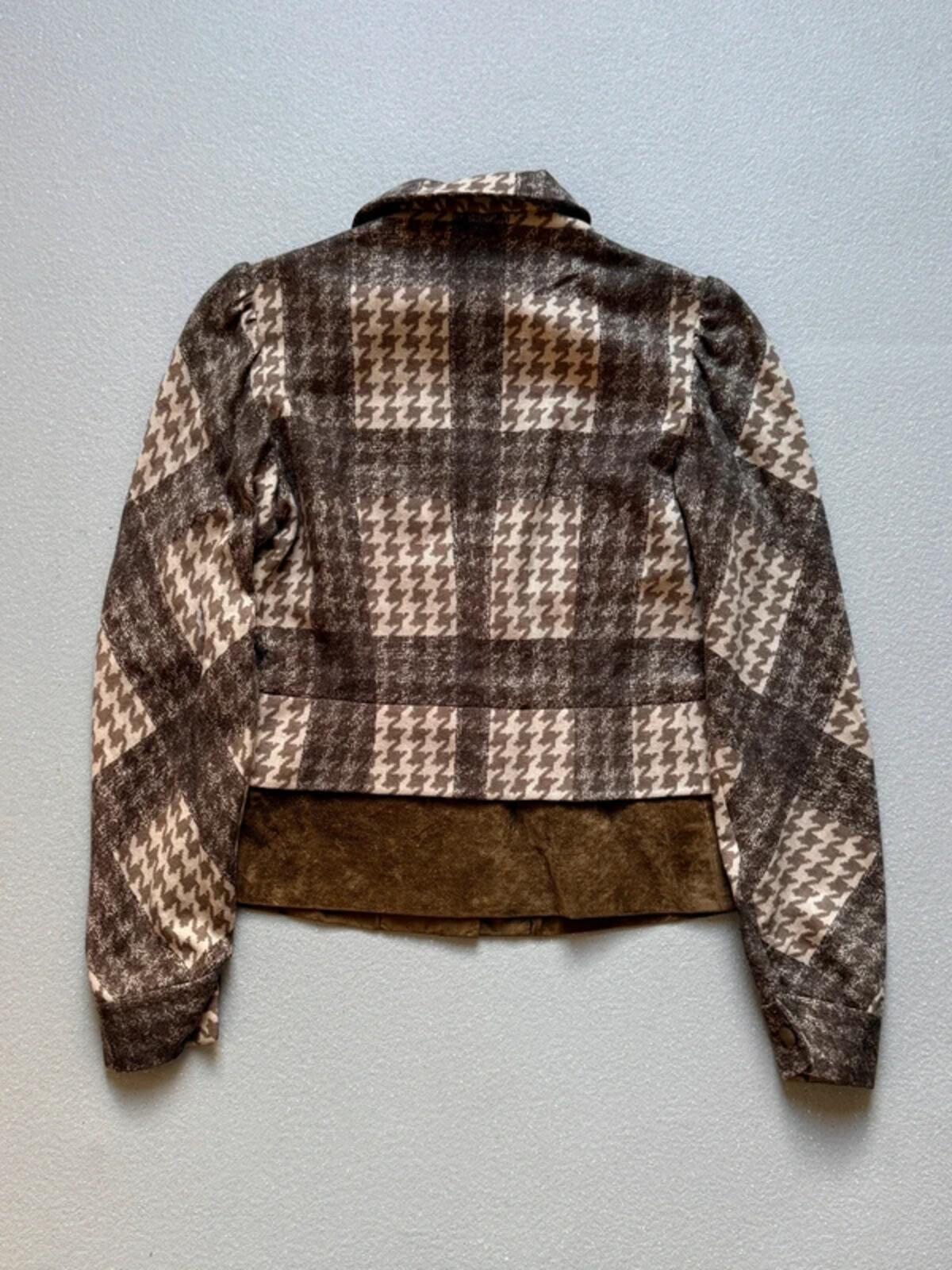Vintage 70s Suede Dogtooth Collared Jacket Medium Ladies
