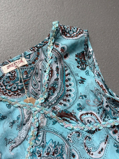 Y2K Sequin Sheer Asymmetrical Blouse Large 14