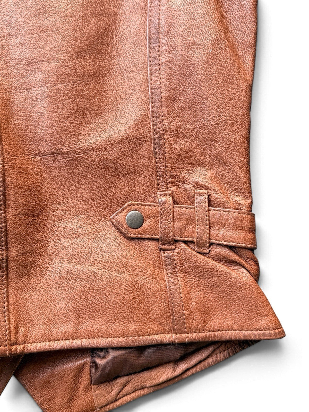 Gestuz Women’s Brown Genuine Leather Waistcoat Vest Boho Western Size Small