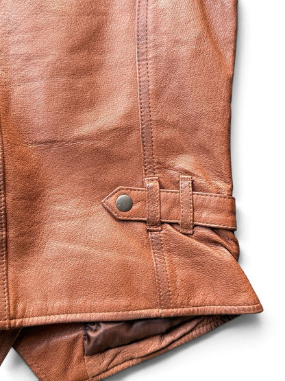 Gestuz Women’s Brown Genuine Leather Waistcoat Vest Boho Western Size Small