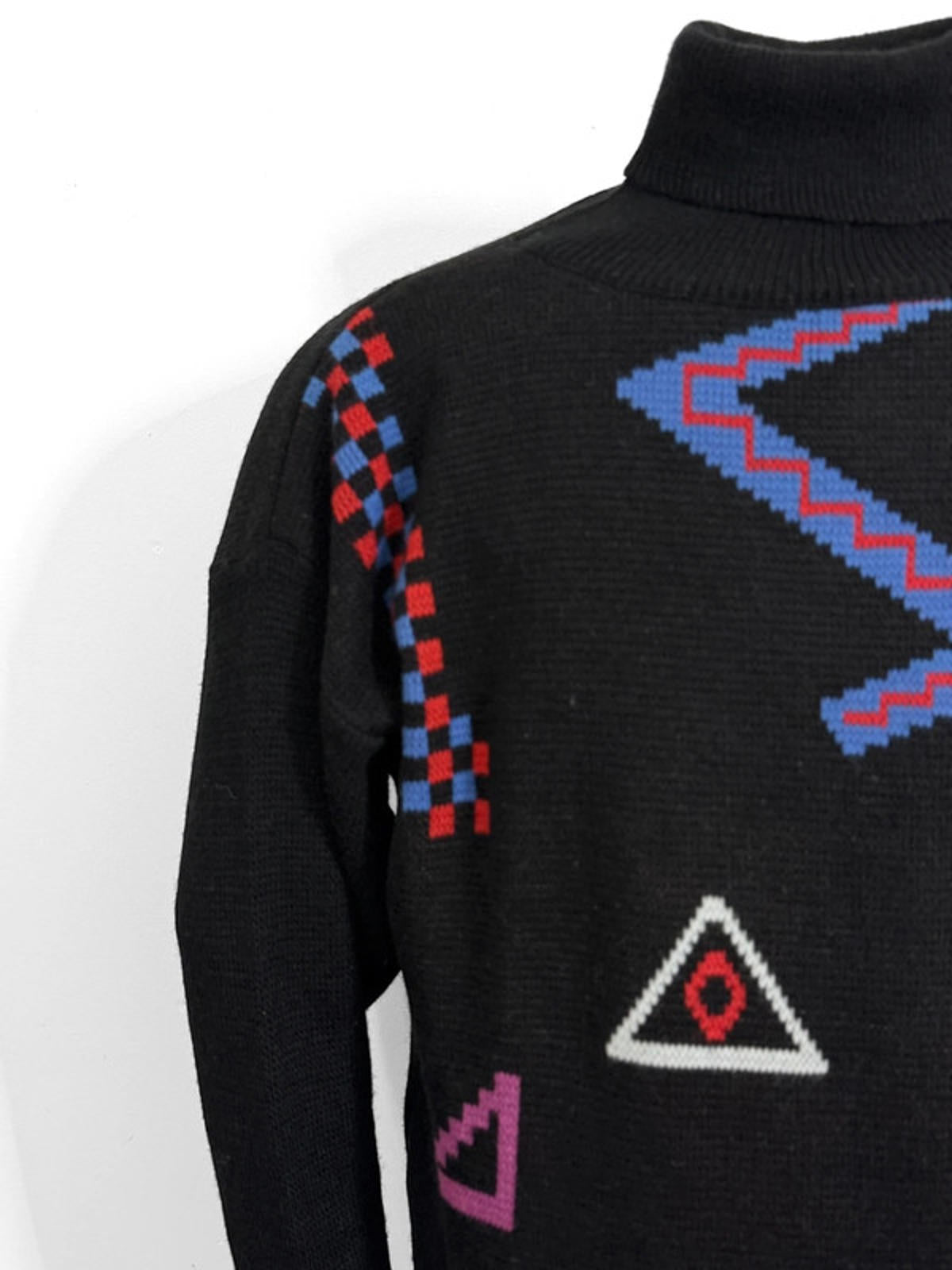 80s Vintage Art Deco Geometric Long Knit Jumper Size 14