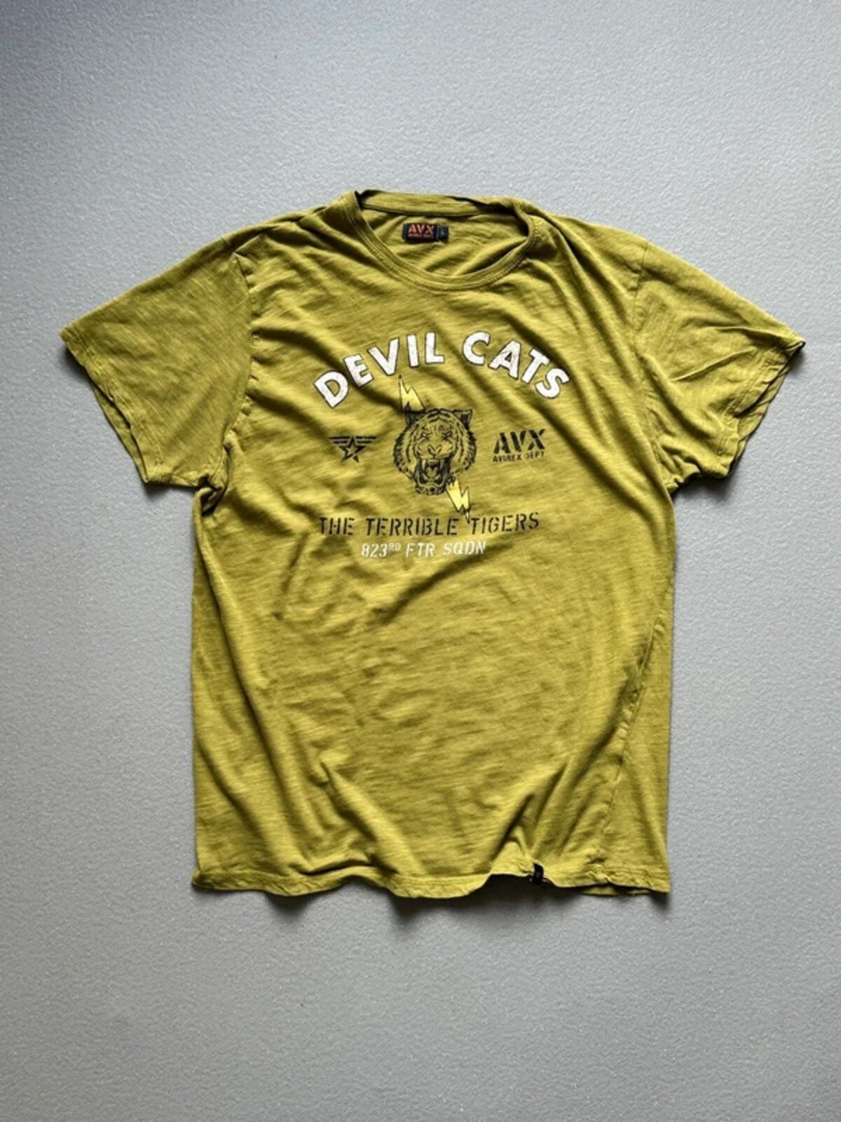 Avirex Devil Cats Military Print T Shirt Large