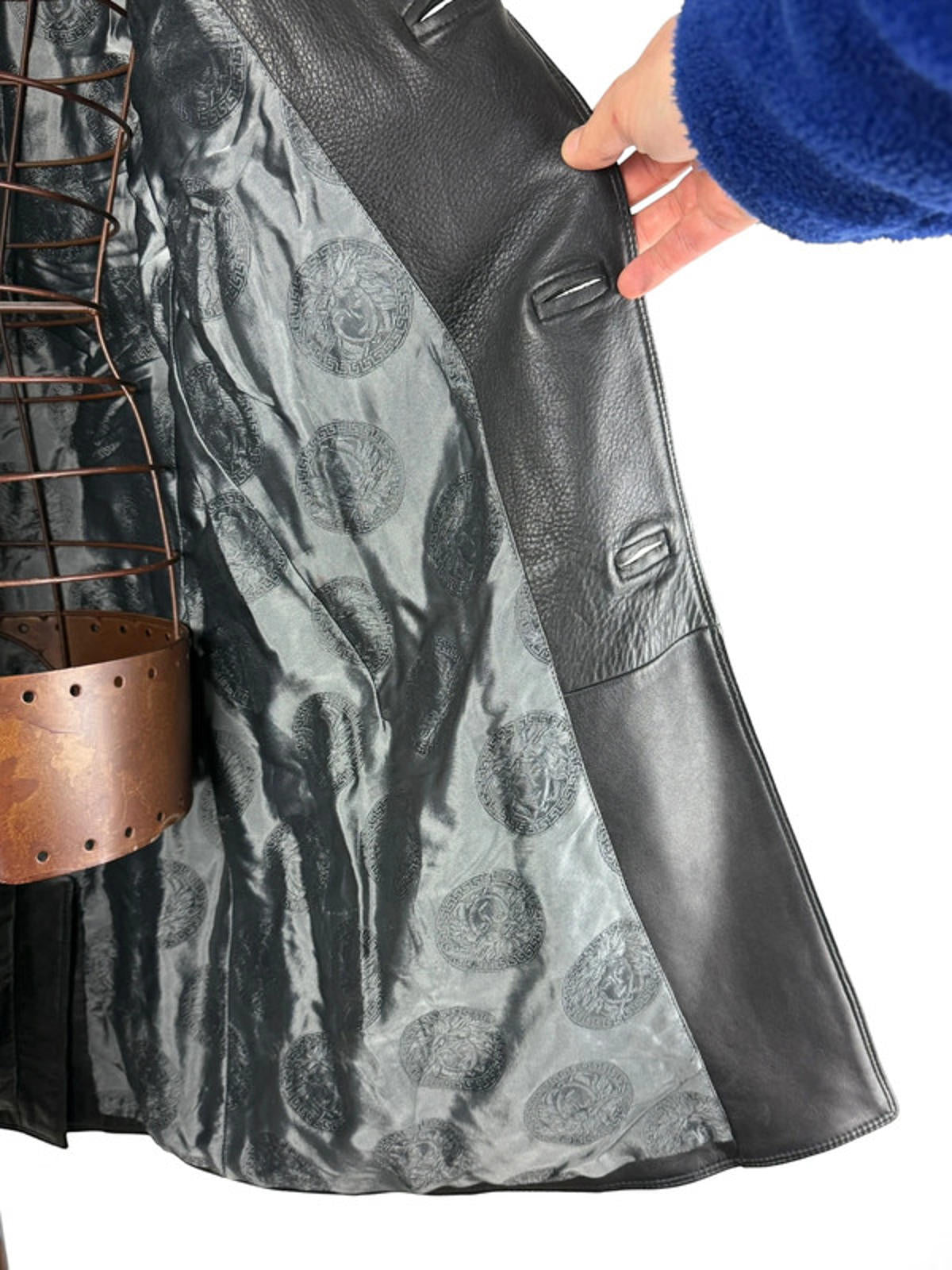 Gianni Versace 90s Soft Leather Trench Coat Medium / Large