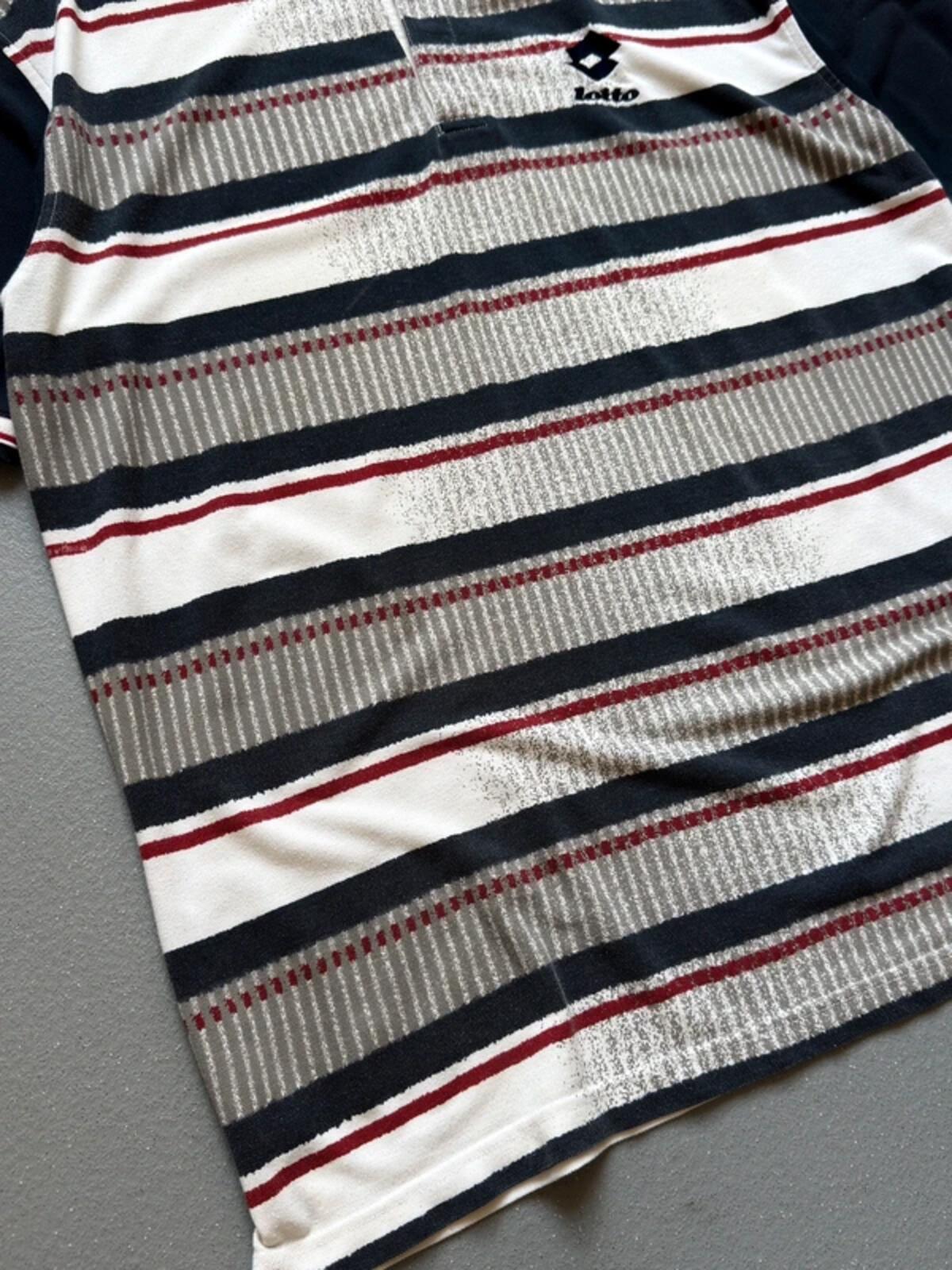 Lotto Vintage 90s Stripe Polo Shirt XXL