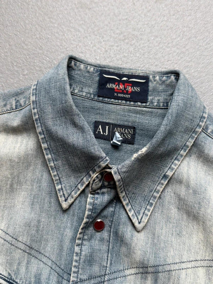 Armani 2000s Denim Utility Shirt Large Mens