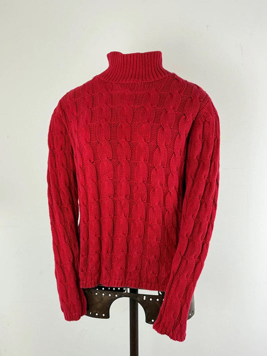 LL Bean Cable Knit Roll Neck Jumper Medium