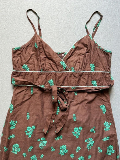 Y2K Jeep Strappy Brown & Green Floral Dress Size 8