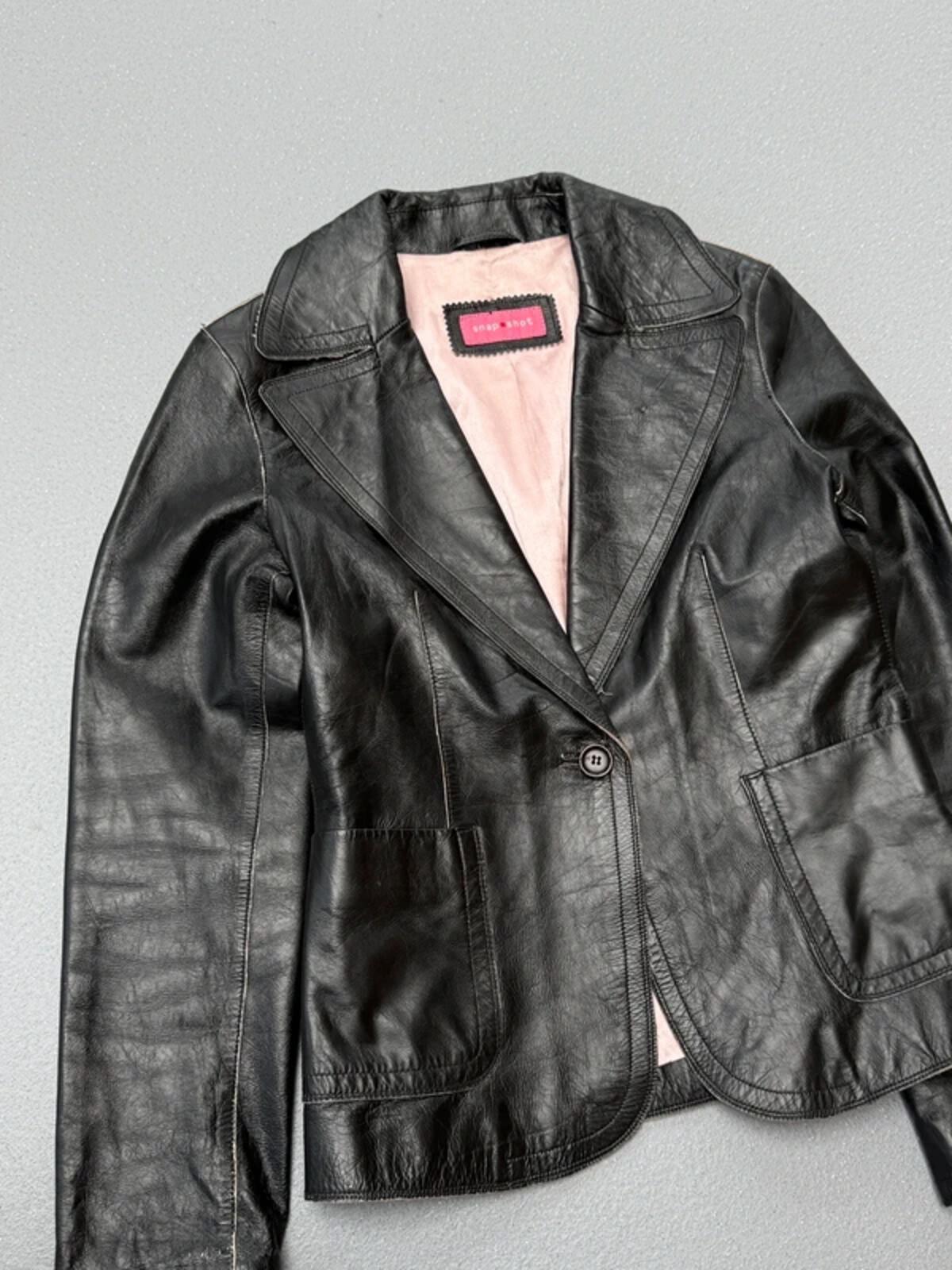 Y2K Snapshot Big Lapel Leather Jacket Large