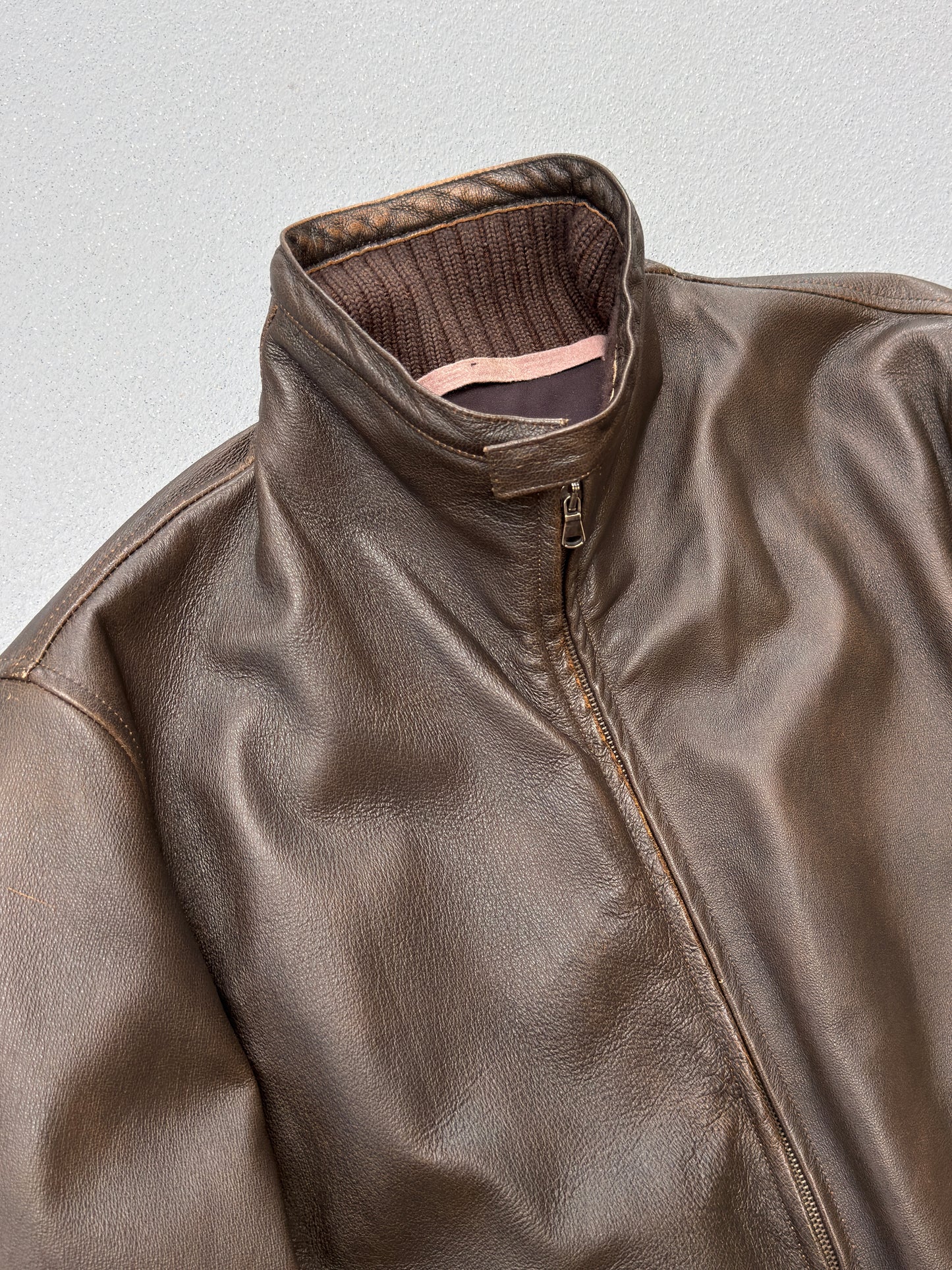 Gian Carlo Rossi Brown Leather Bomber Jacket XL