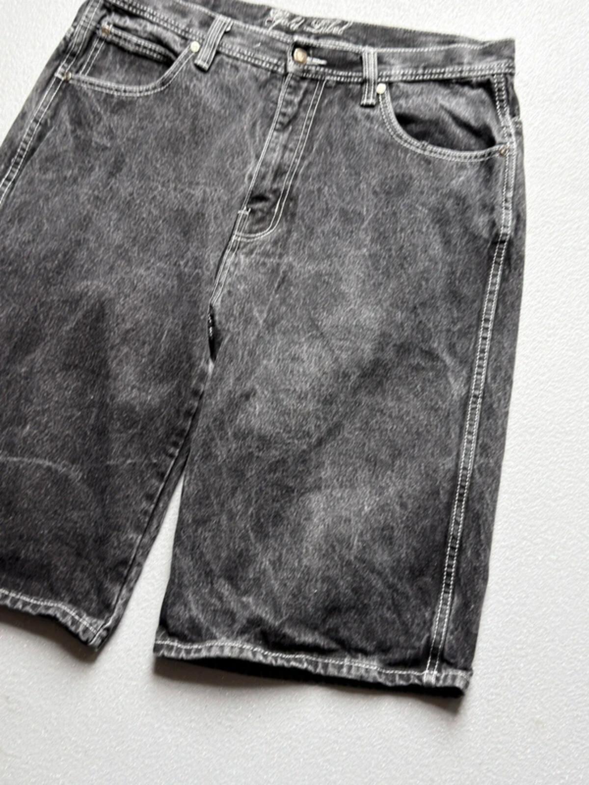 Baggy Y2K Denim Shorts Grey 36”