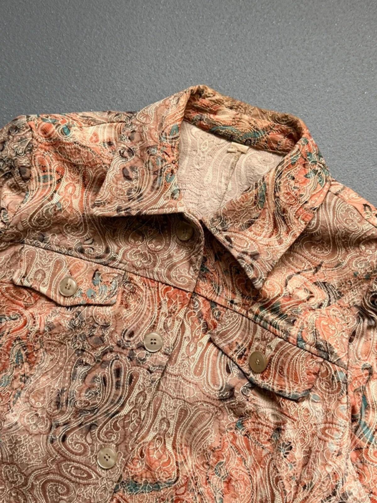 Vintage Embroidered Sashiko Style Paisley Trucker Jacket XL Ladies