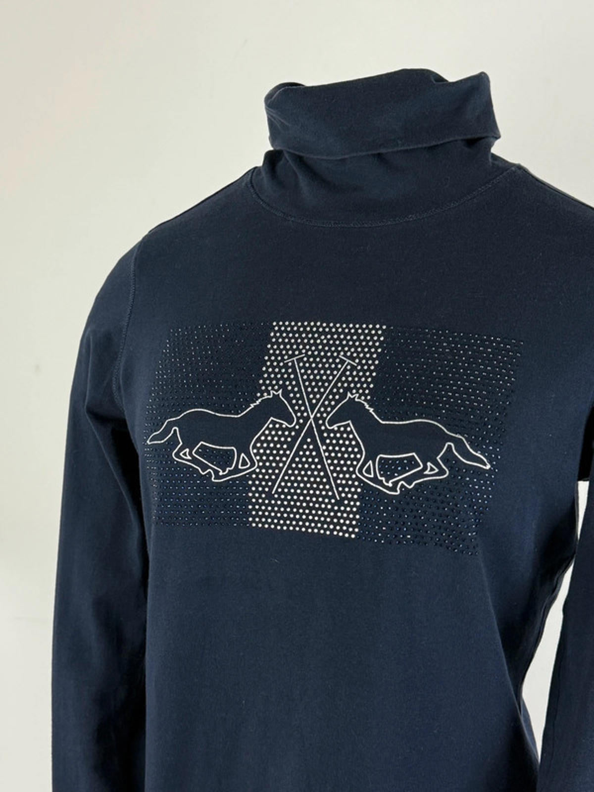 Y2K Polo Horse Long Sleeve Roll Neck Baby Tee Medium