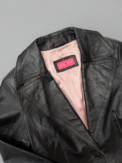 Y2K Snapshot Big Lapel Leather Jacket Large