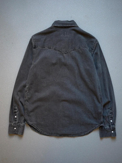 Levi’s Grey Pearl Snap Button Western Denim Shirt Medium