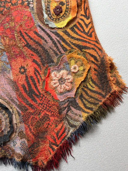 Vintage Boho Wool Poncho One Size XL