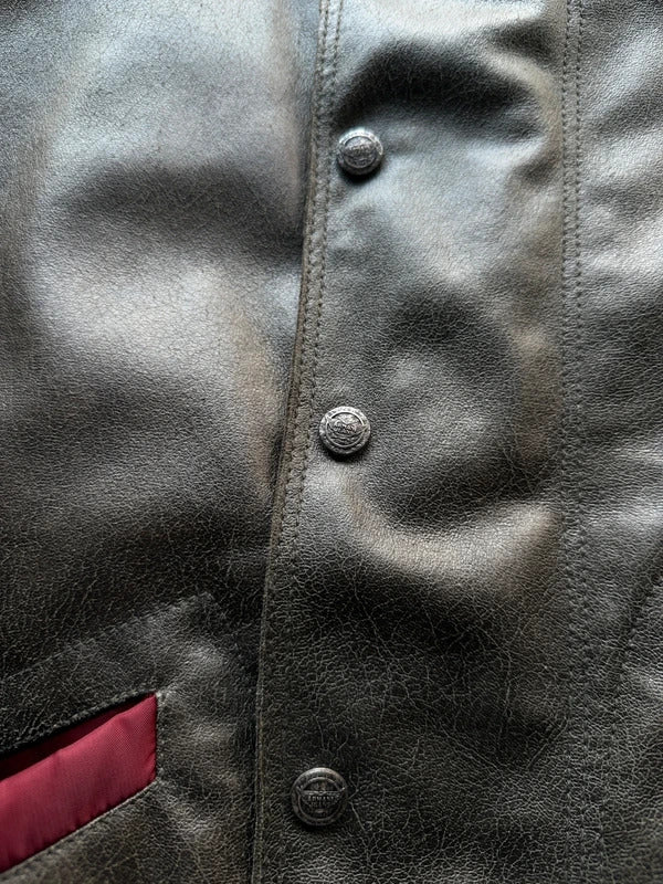 Y2K Armani Jeans Leather & Nylon Bomber Jacket Men’s XL