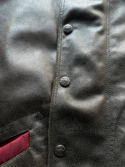 Y2K Armani Jeans Leather & Nylon Bomber Jacket Men’s XL