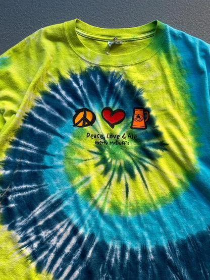 Vintage Peace Love Ale T Shirt 2XL Tie Dye