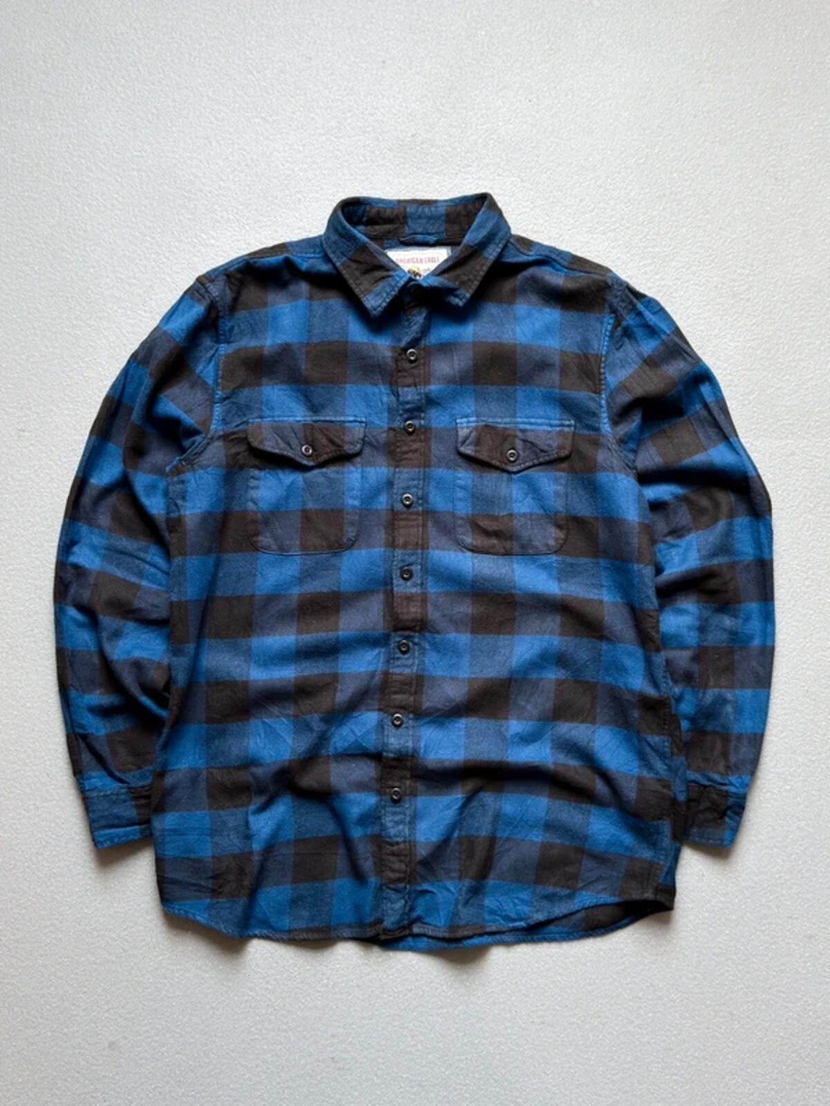 American Eagle Flannel Shirt Large Black & Blue